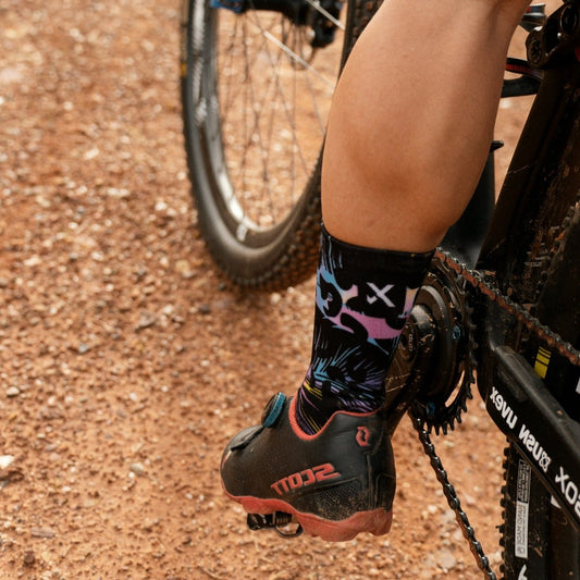White crew sport socks with pastel accents